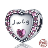 Birthstone Beads 925 Silver CZ Zircon Charm for Bracelet Jewelry