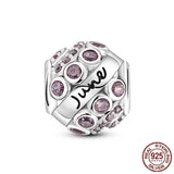Birthstone Beads 925 Silver CZ Zircon Charm for Bracelet Jewelry