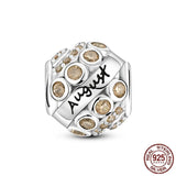 Birthstone Beads 925 Silver CZ Zircon Charm for Bracelet Jewelry