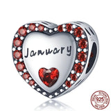Birthstone Beads 925 Silver CZ Zircon Charm for Bracelet Jewelry