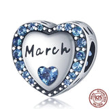 Birthstone Beads 925 Silver CZ Zircon Charm for Bracelet Jewelry