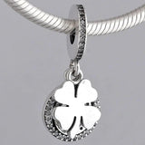 Four-leaf Clover & Horseshoe Lucky Pendant Bead 925 Sterling Silver Charm