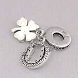 Four-leaf Clover & Horseshoe Lucky Pendant Bead 925 Sterling Silver Charm