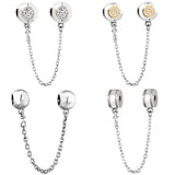 Two-tone Logo Ball Lock Safety Chain Charm for 925 Silver Bracelet