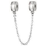 Two-tone Logo Ball Lock Safety Chain Charm for 925 Silver Bracelet