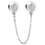 Two-tone Logo Ball Lock Safety Chain Charm for 925 Silver Bracelet
