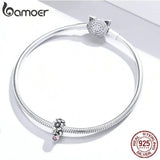 925 Sterling Silver Heart Pendant Flower Charm Bracelet Beads Women Jewelry