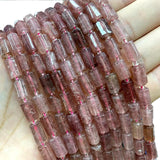 Natural Strawberry Quartz Faceted Cylinder Gemstone Beads for Jewelry Making