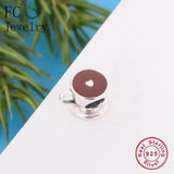 925 Silver Enamel Cofffee Cup Bead Charm Bracelet For Women