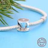 925 Silver Enamel Cofffee Cup Bead Charm Bracelet For Women
