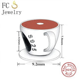 925 Silver Enamel Cofffee Cup Bead Charm Bracelet For Women