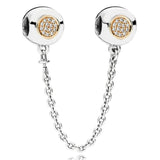 Two-tone Climbing Safety Chain 925 Sterling Silver Beads for Bracelet