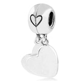 Mother & Daughter Son Heart Pendant Travel Charm 925 Sterling Silver