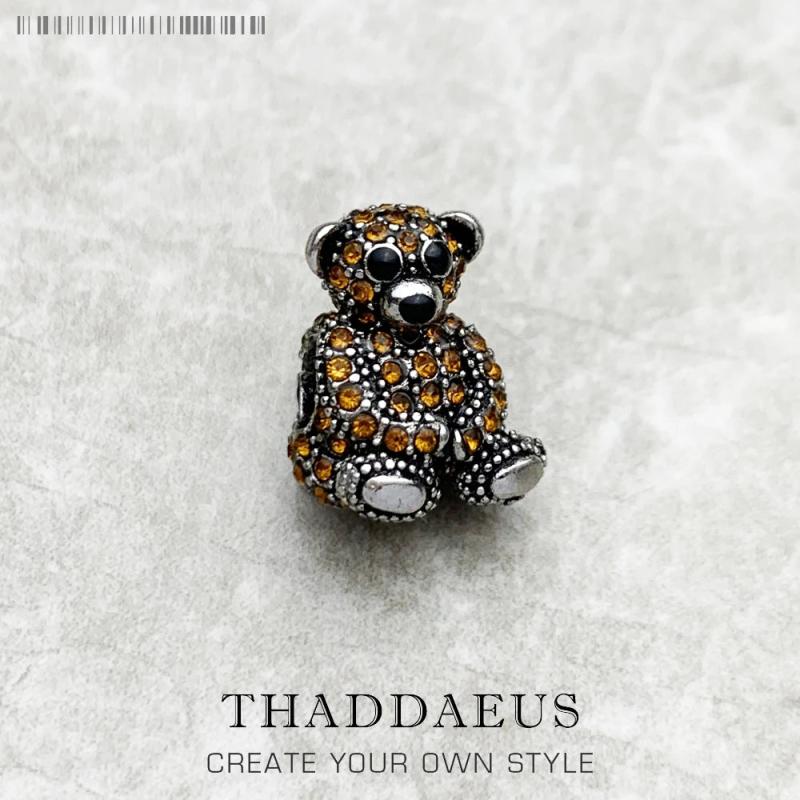 Brown Teddy Bear 925 Sterling Silver Charm Europe Jewelry