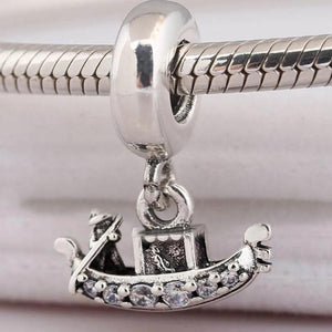 S925 Silver Gondola Boat Charm Pendant for Bracelet