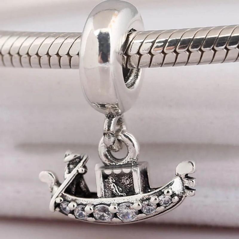 S925 Silver Gondola Boat Charm Pendant for Bracelet