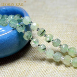 Green Prehnite Faceted Round Stone Spacer Beads for Jewelry Making