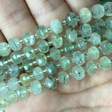Green Prehnite Faceted Round Stone Spacer Beads for Jewelry Making