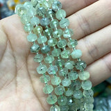 Green Prehnite Faceted Round Stone Spacer Beads for Jewelry Making