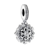 925 Silver Snowflake Charm for Bracelets, Sparkling DIY Pendant Bead