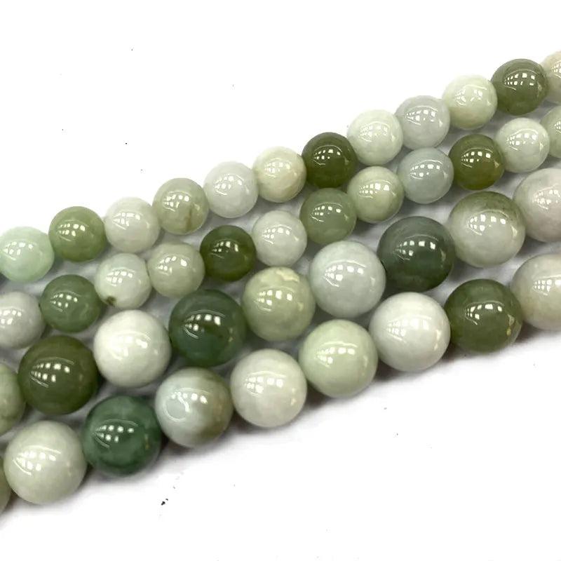 Natural Round Green Jadeite Gemstone Beads for DIY Jewelry Making