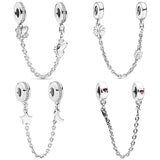 Moon & Star Butterfly Safety Chain Charm Bead Fits European Bracelet