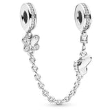 Moon & Star Butterfly Safety Chain Charm Bead Fits European Bracelet