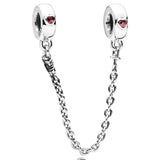 Moon & Star Butterfly Safety Chain Charm Bead Fits European Bracelet