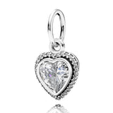 Sparkling Love Bow Flower Necklace Pendant Charm 925 Silver Bead Jewelry