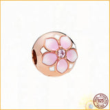Flower Charm 925 Sterling Silver Beads Pendant Fit Bracelet Women's Jewelry
