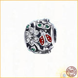 Flower Charm 925 Sterling Silver Beads Pendant Fit Bracelet Women's Jewelry