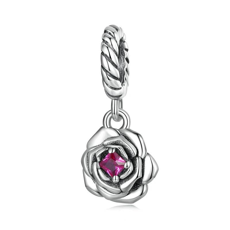 925 Silver Rose Pendant Sunflower Butterfly Charm