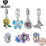 925 Silver Rose Pendant Sunflower Butterfly Charm