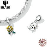 925 Silver Rose Pendant Sunflower Butterfly Charm