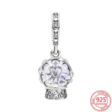 925 Sterling Silver Christmas Crystal Ball Bead Charm for Bracelet Bangle DIY