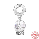 925 Sterling Silver Christmas Crystal Ball Bead Charm for Bracelet Bangle DIY