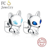 925 Silver Fox Charm Bracelet Bead for Women
