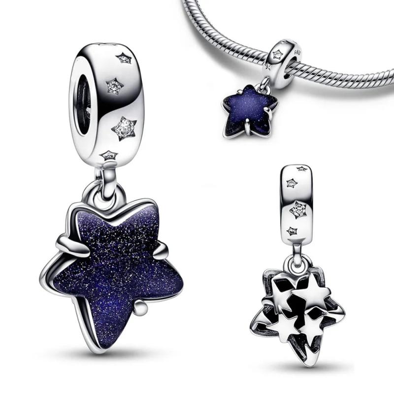 925 Silver Galaxy Star Charm DIY Bead for Bracelet Pendant