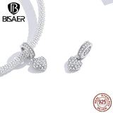 925 Silver Zircon Cross Heart Pendant Beads Platinum Charm for DIY Jewelry