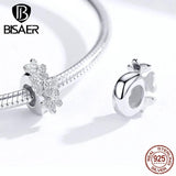 925 Silver Zircon Cross Heart Pendant Beads Platinum Charm for DIY Jewelry