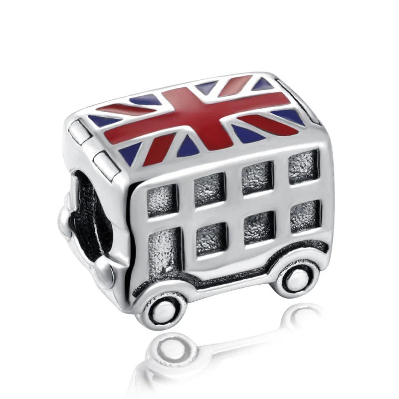 S925 Silver London Double Decker Bus Charm for Bracelet Bangle