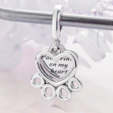 Heart & Paw Print Pendant Beads for Charm Bracelet