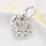 Heart & Paw Print Pendant Beads for Charm Bracelet