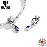 925 Silver Purple Heart Pendant Retro Vintage Charm for Bracelet Necklace