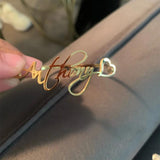 Personalized Hollow Heart Bracelet Bangle Stainless Steel Name Bracelets