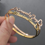 Personalized Hollow Heart Bracelet Bangle Stainless Steel Name Bracelets