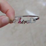 Personalized Hollow Heart Bracelet Bangle Stainless Steel Name Bracelets