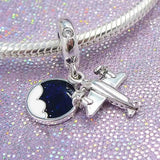 Travel Airplane Pendant Bead 925 Silver Charm for Europe Bracelet DIY