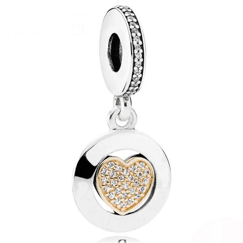 Crystal Heart Pendant Charm for 925 Silver Bracelet