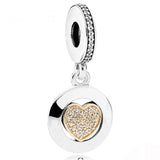 Crystal Heart Pendant Charm for 925 Silver Bracelet